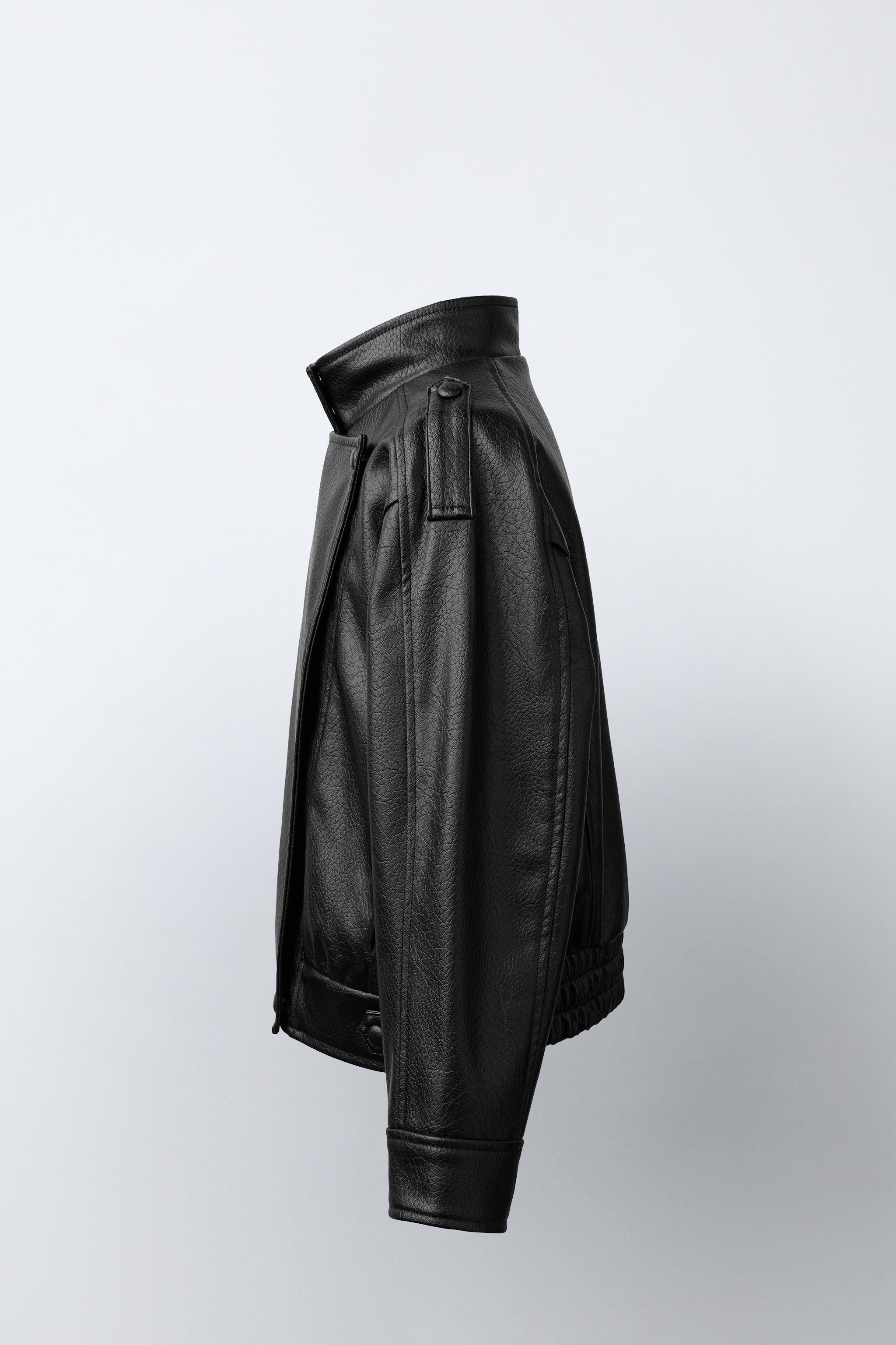 DOUBLE-BREASTED FAUX LEATHER JACKET